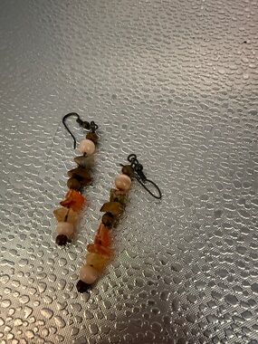 Camadian, agate, and Citrine dangling earrings.